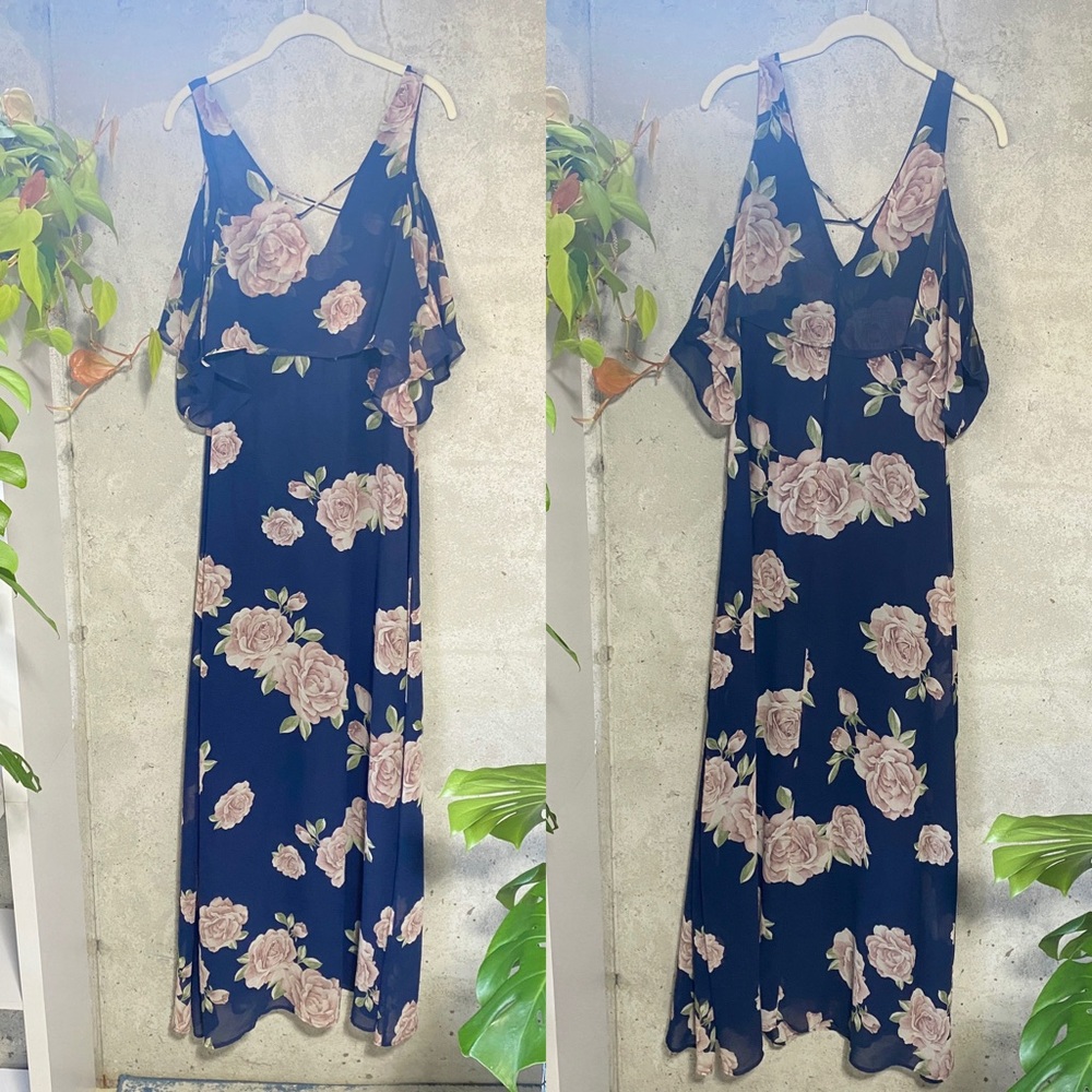 Lulus navy blue floral print maxi dress - Picture 5 of 5